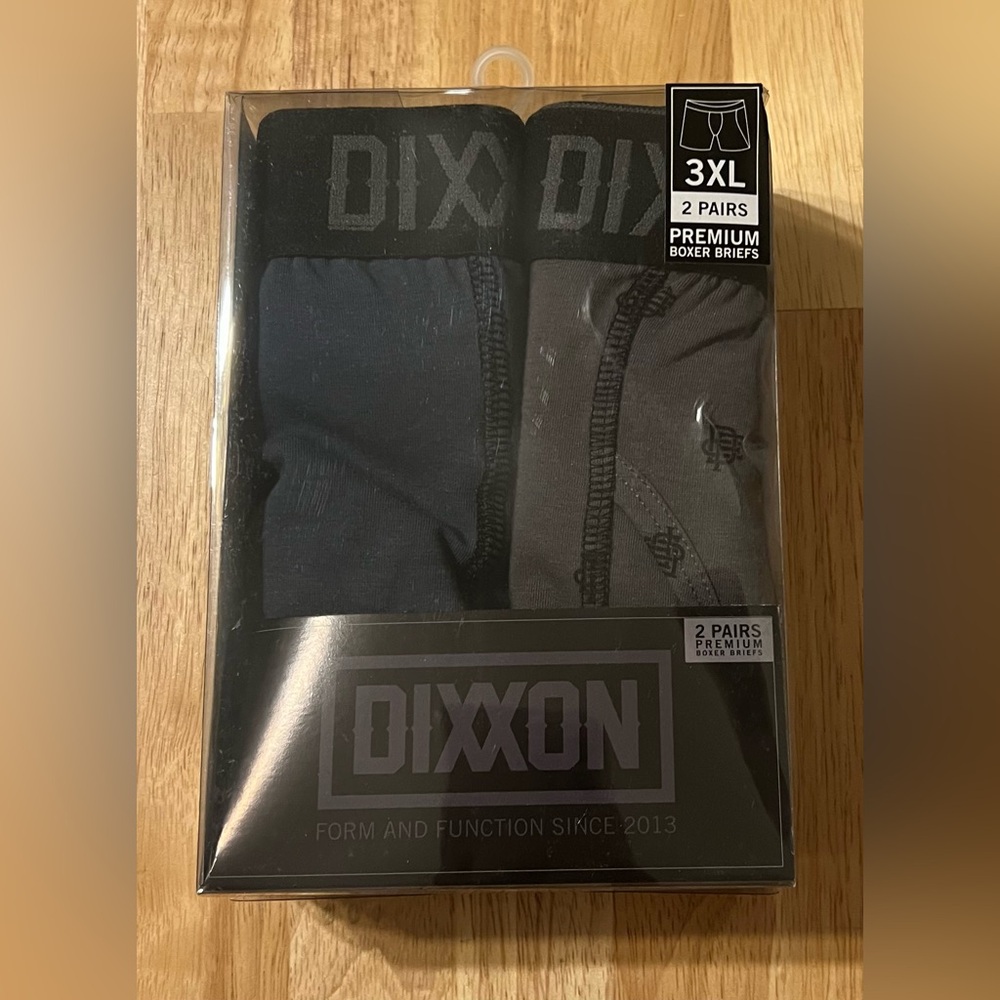 Dixxon NIB 3XL 2 pairs Premium Boxer Briefs Blue and Gray